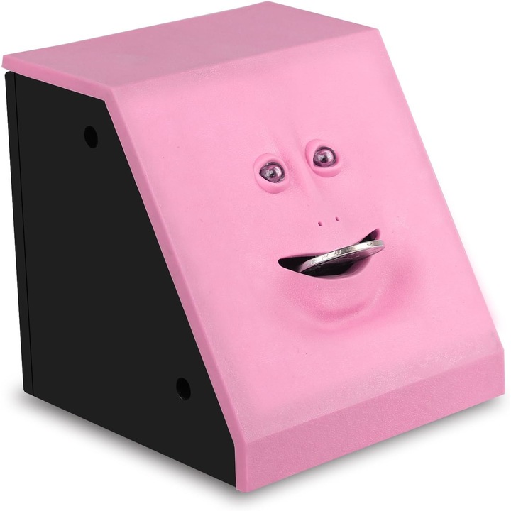 QttvbTna Piggy bank érzékelővel, rugalmas gumi, rózsaszín/fekete