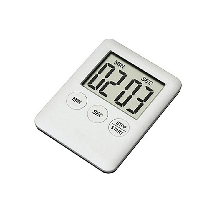 Cronometru electronic de bucatarie cu magnet, display LCD, Gonga® Alb