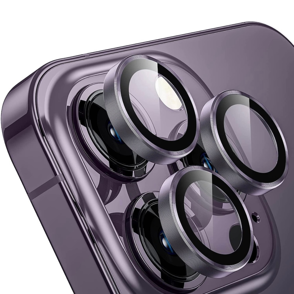 Set Lentile de Protectie pentru Camera Foto compatibile cu Apple Iphone 14 Pro/14 Pro Max, Sticla Securizata 9H, Easy Application, Mov