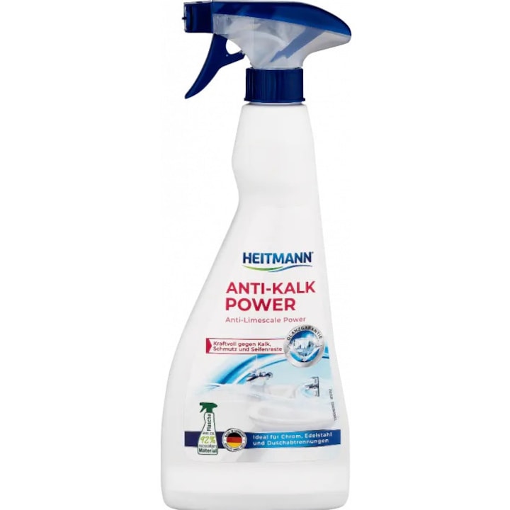 Solutie pentru curatat suprafetele din baie Heitmann, anti-calcar power spray, 500 ml