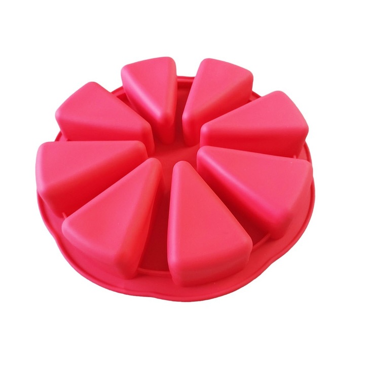 Силиконова форма за торти, Pizza slices, 8 вдлъбнатини, червена, 27 см, 476COF