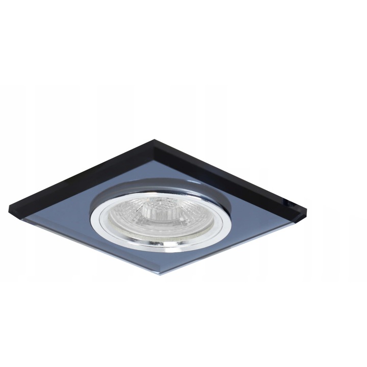 Spot incastrat SmartLED SM-12BS, halogen, sticla, negru, 90x90mm