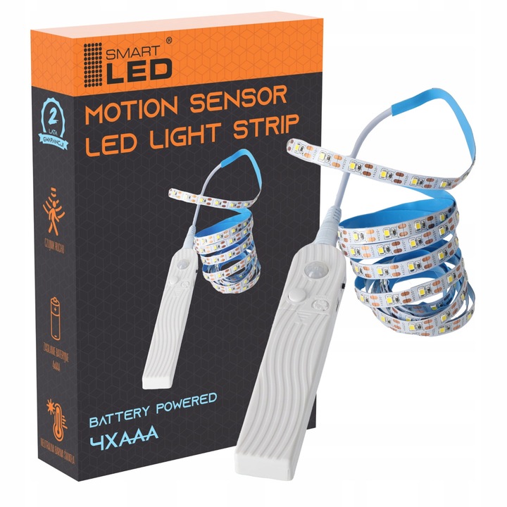 LED szalag mozgásérzékelővel, SmartLED, USB, 1m, Fehér