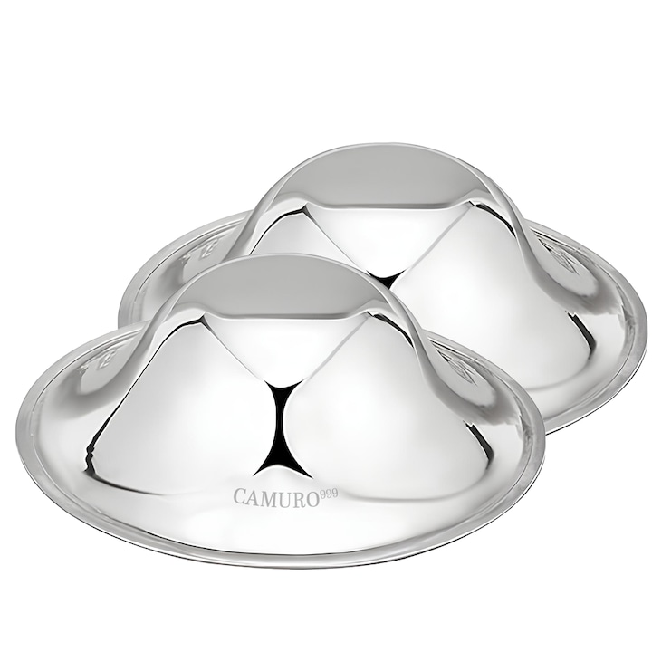 Set 2 Cupe de Argint pentru protectia mameloanelor, Camuro®, Argint 99.9%, 1.55 cm x 4.5 cm