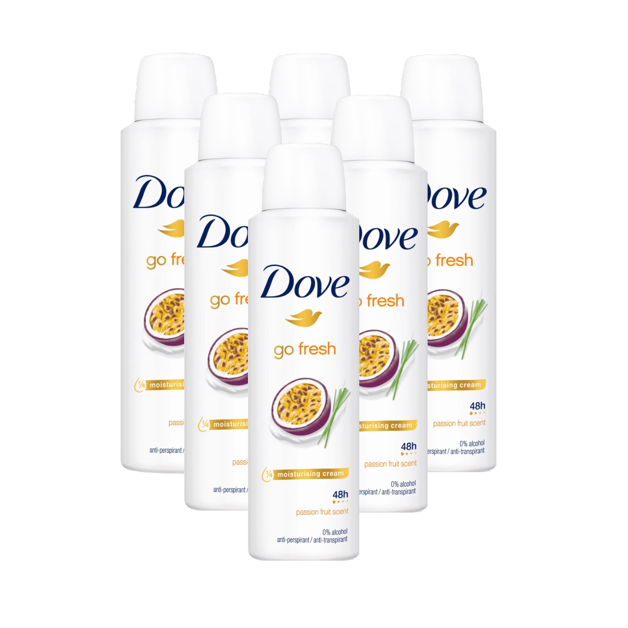 Set 6 x Deodorant Dove Go Fresh Fruit Passion & Lemongrass, 48h