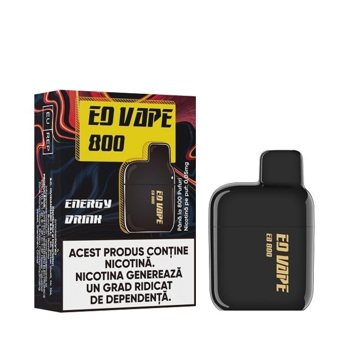 Kit Tigara Electronica EQ VAPE 800 - Energy Drink, 2ml, 20mg/ml nicotina, autonomie pana la 800 pufuri