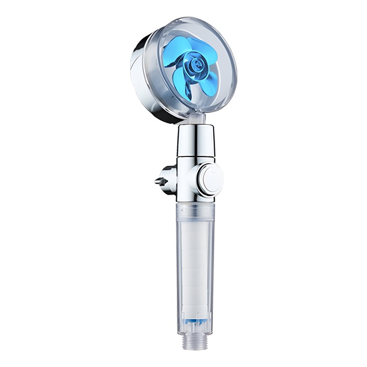 Para de dus TerraAqua Turbine, presiune crescuta, consum scazut de apa, design elegant, functie de STOP, otel inoxidabil + plastic ABS reciclat, Cromat