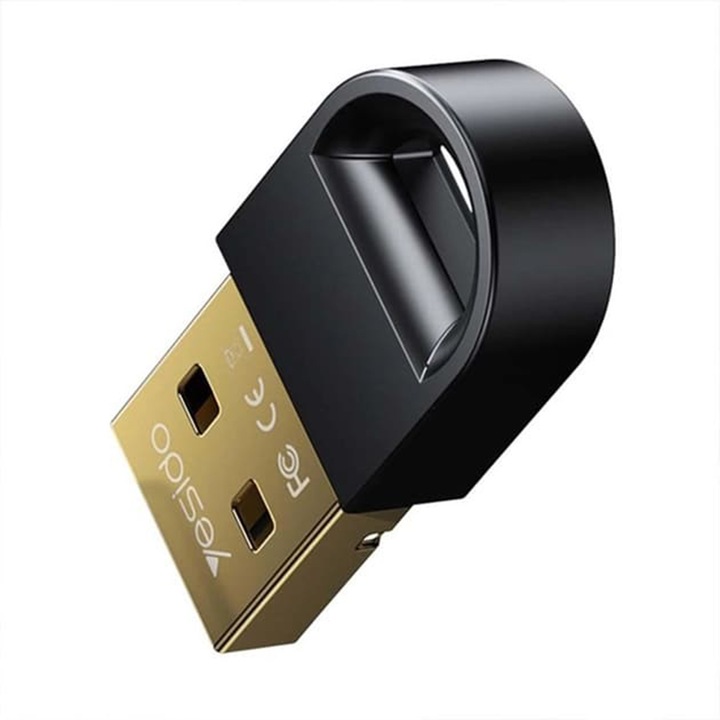 Adaptor Bluetooth wireless pentru laptop, USB la Bluetooth v5.1,10m raza de actiune, aluminiu, conectare 7 dispozitive, Negru