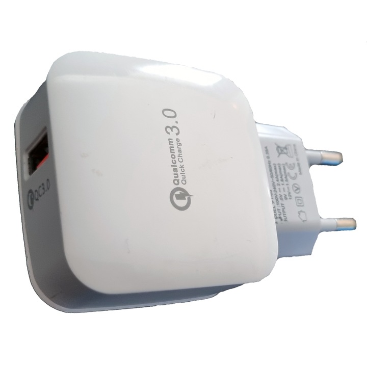 Зарядно Datamaxx Socket USB, QC Network Fast Charger 3.1A 18W Цвят Бял USB конектор