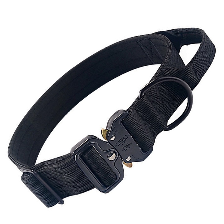 Zgarda cu maner pentru caini de talie mari, Negru, 47cm-66cm x 3,8 cm, XL