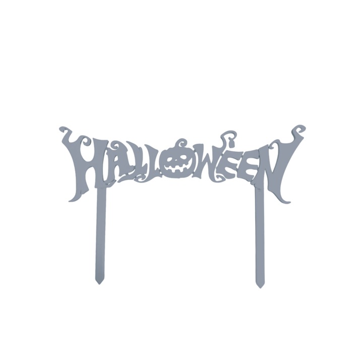 Декорация "ХЕЛОУИН ТИКВА" празнични уплахи, празничен чар 12,2 х 18,7 см сребро