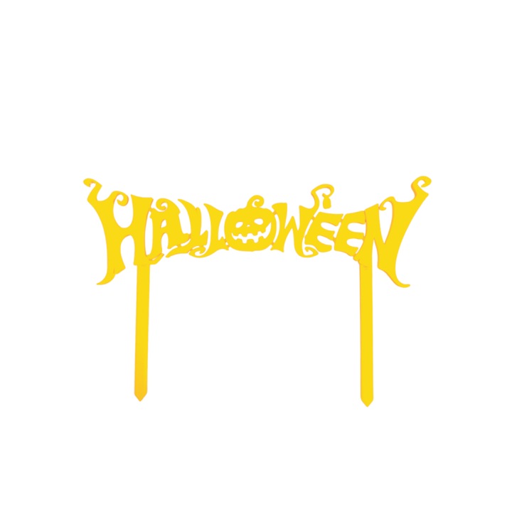 Декорация "ХЕЛОУИН ТИКВА" празнични уплахи, празничен чар 12,2 х 18,7 см жълто