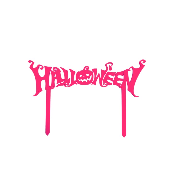 Декорация "ХЕЛОУИН ТИКВА" празнични уплахи, празничен чар 12,2 х 18,7 см малиново розово