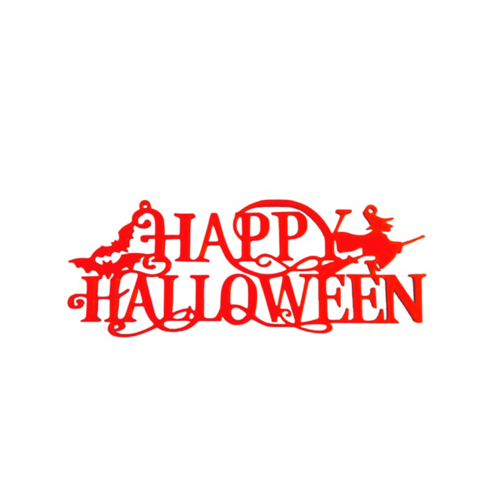 Dekoráció "HAPPY HALLOWEEN BOSZORKÁNY ÉS DENEVEREK" boszorkányok és denevérek, a mágia coven 7,2 x 19 cm piros