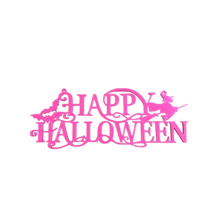 Декорация "HAPPY HALLOWEEN ВЕЩИЦА И ПРИЛЕПИ" вещици и прилепи, заветът на магията 7,2 х 19 см светло лилаво