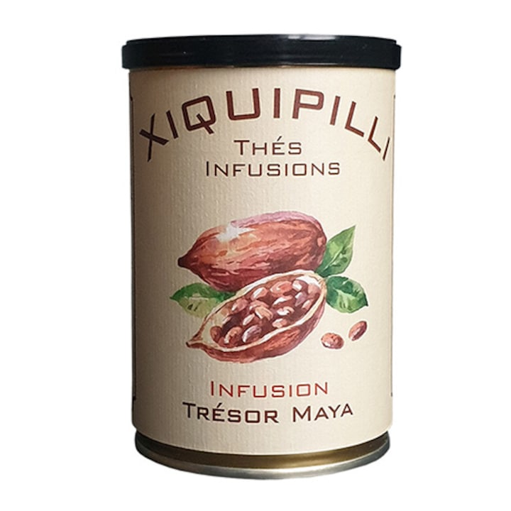 Напоен чай, Xiquipilli Tresor Maya, ройбос, джинджифил, какао, портокали, метална кутия, 110g - 50