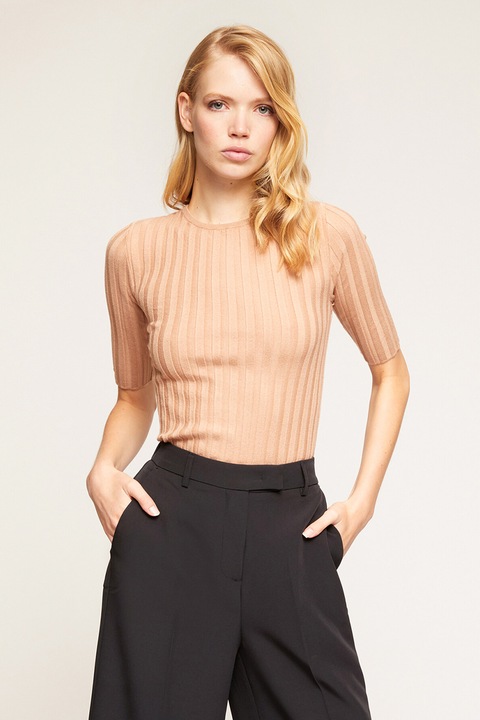 Motivi, Pulover slim fit cu maneci medii, Piersica, L