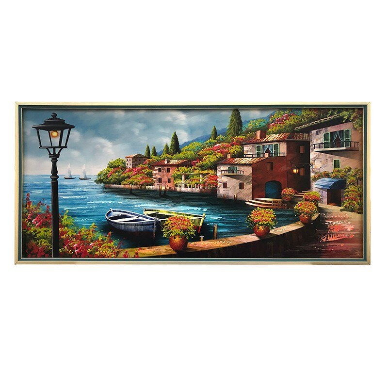 Картина, Пластмасова рамка, 92x42 см, Многоцветна, Рустик - eMAG.bg