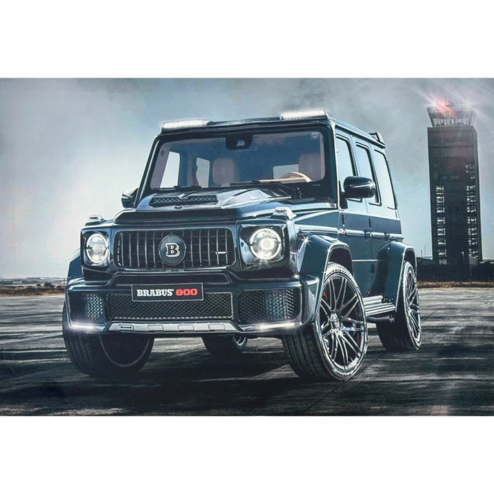 Vászonfestés LED-del, Mercedes Brabus, fekete, 45x65 cm