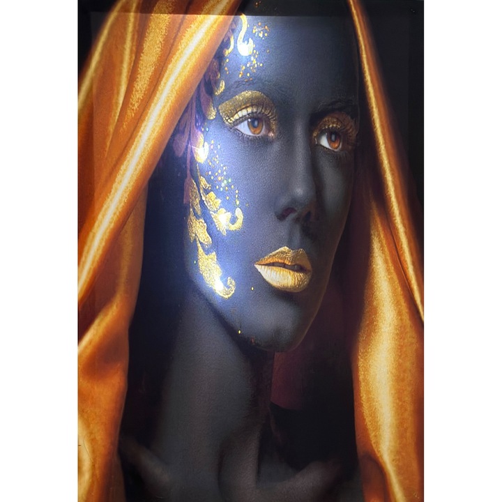 Vászonfestés LED-del, Sensual Africana, Arany, 45x65 cm