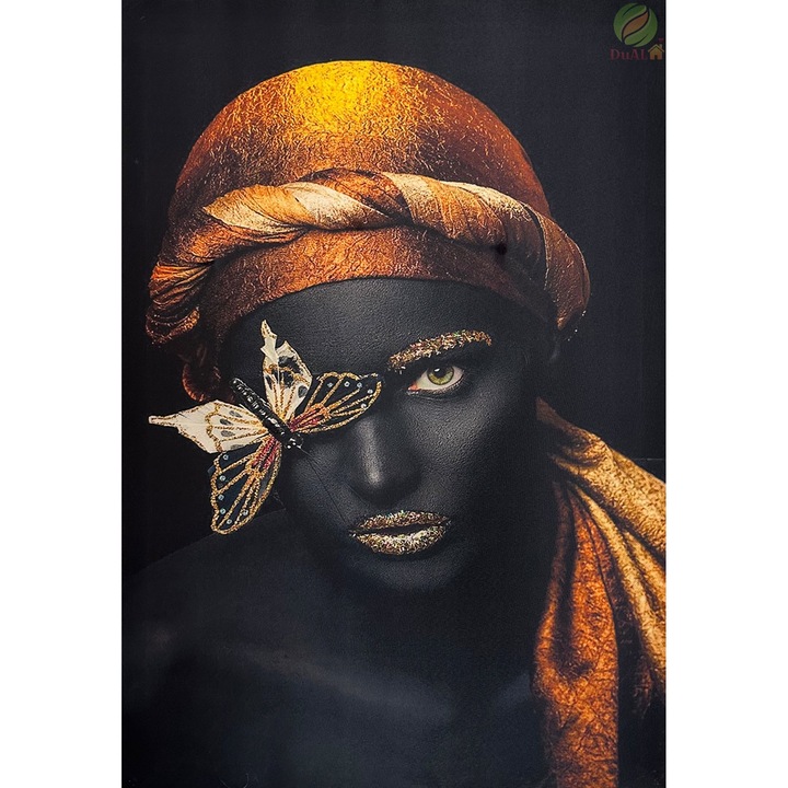 Vászonfestés LED-del, jamaikai afrikai, arany, 45x60 cm