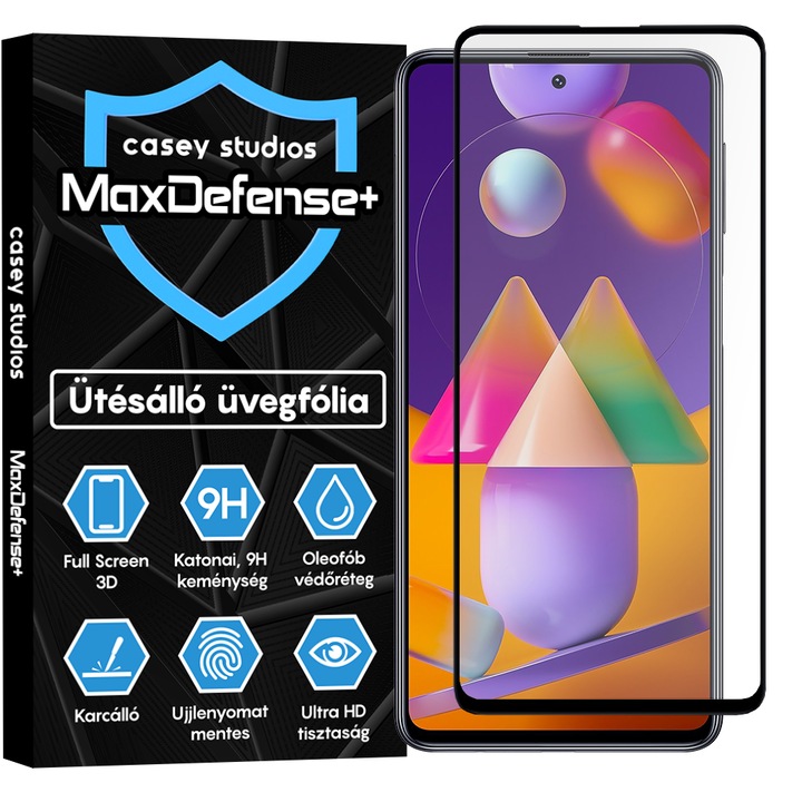 Samsung Galaxy M31S üvegfólia Casey Studios teljes képernyős 9H + ajándék szerelőkészlet