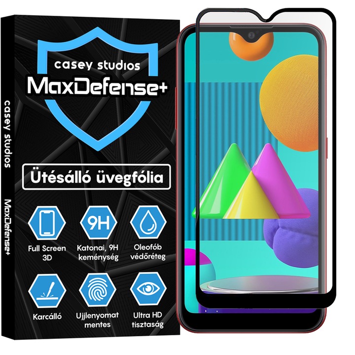 Samsung Galaxy M01 üvegfólia Casey Studios teljes képernyős 9H + ajándék szerelőkészlet