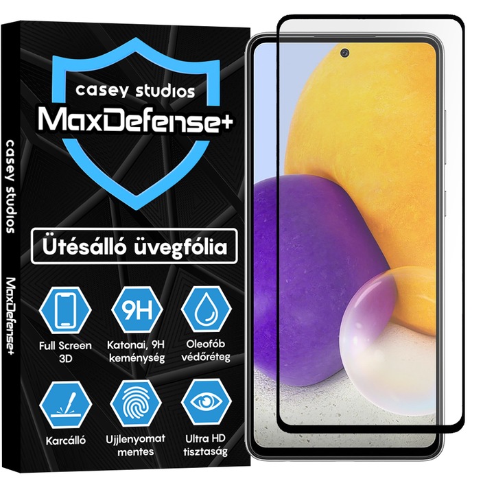 Samsung Galaxy A72 4G / A72 5G üvegfólia Casey Studios teljes képernyős 9H + ajándék szerelőkészlet