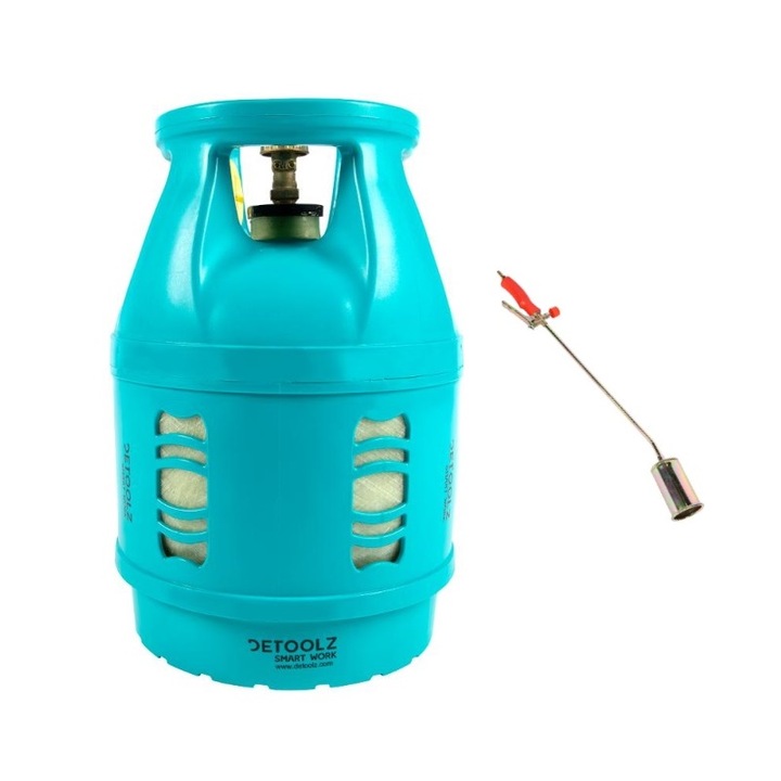 Set 2 accesorii pentru camping, butelie GPL 14L + arzator, Detoolz Smart Work