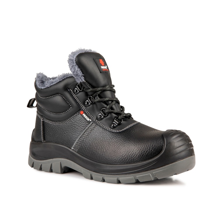 Мъжки работни обувки, Кожени, Черни/Сиви, 46 EU