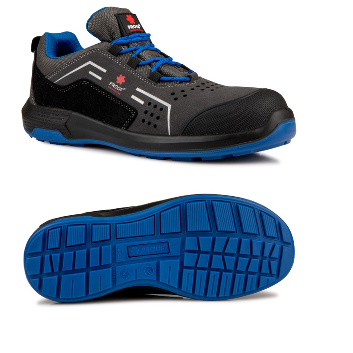 Работни защитни обувки, Proof, кожа, черно/синьо, 39