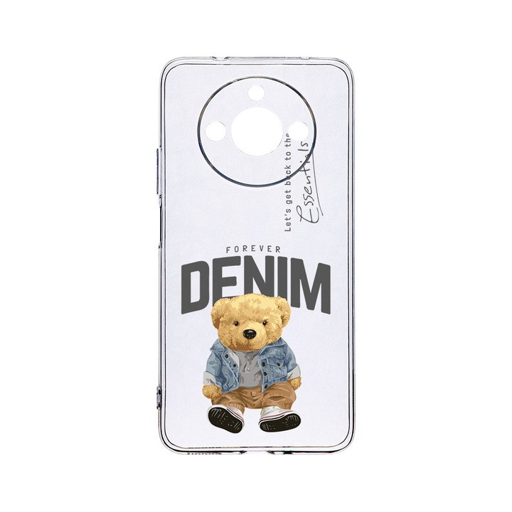 BestCase Clear Szilikon telefontok, Realme 11, Denim Style Teddy Bear, Kamera védelem, strapabíró, T 930