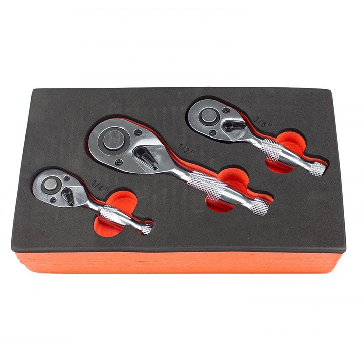 Ключ с тресчотка, KROFTOOLS, за тесни пространства, 1/4,3/8,1/2