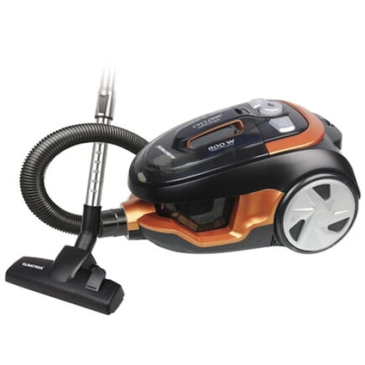 Aspirator fara sac Albatros GOLDEN 91 ECO, Putere motor 900 W, Putere absorbtie 200 W, 2 filtre hepa, Capacitate 2,5 litri, Negru/ Auriu