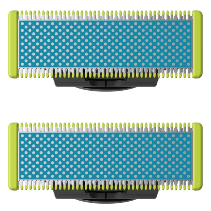Резерва OneBlade QP225/50, За ултра-чувствителна кожа, Неръждаема стомана, Мокро и сухо, Комплект 2 остриета, Съвместим с Philips OneBlade и OneBladePro, Зелен