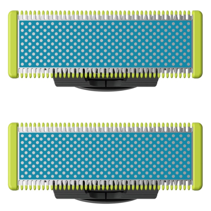 Rezerva OneBlade QP225/50, pentru piele-ultra sensibila, otel inoxidabil, umed si uscat, kit 2 lame,compatibil cu Philips OneBlade si OneBladePro, Verde