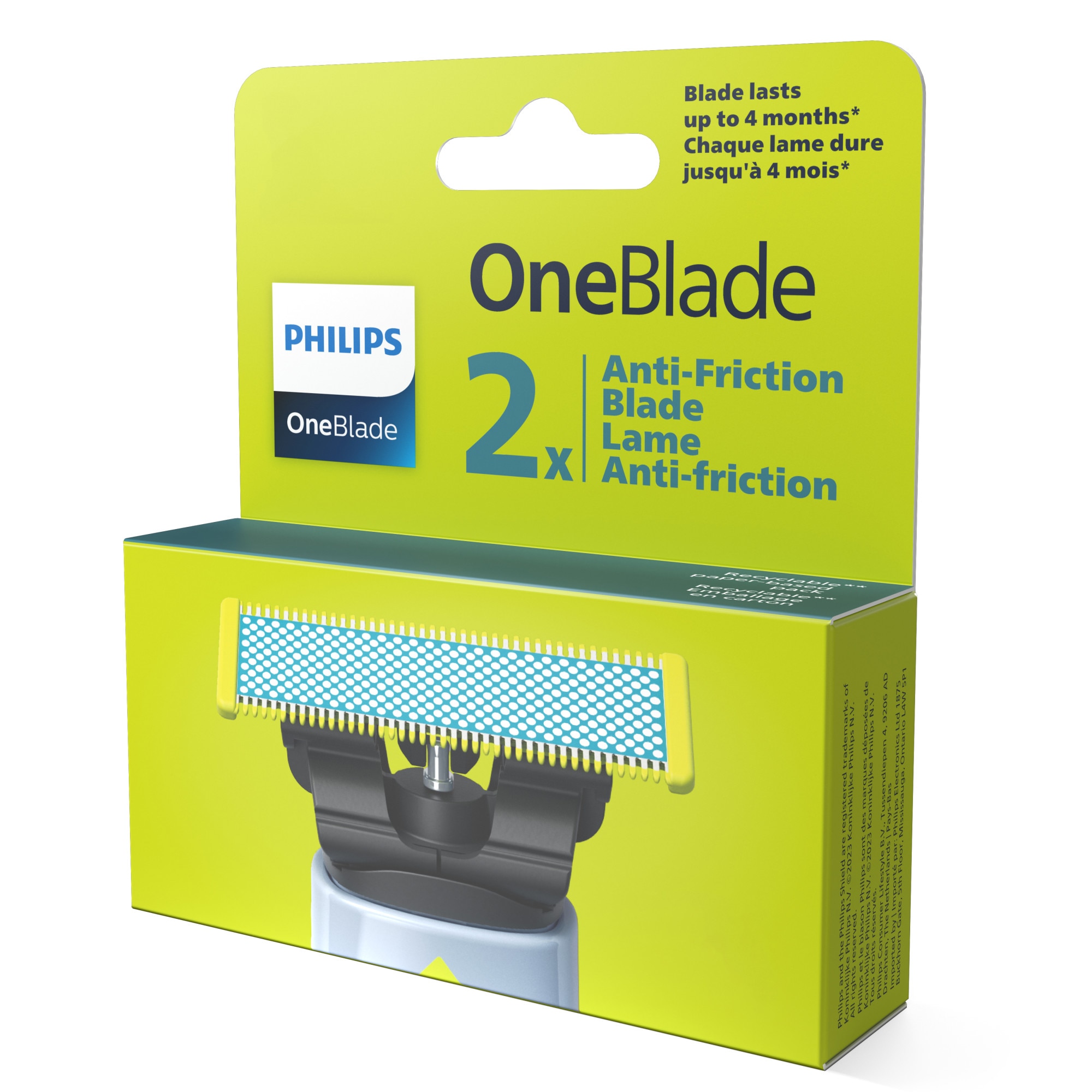 Pack De 2 Lames De Rechange Philips OneBlade QP225/50 - Pour Rasage Doux Et Précis