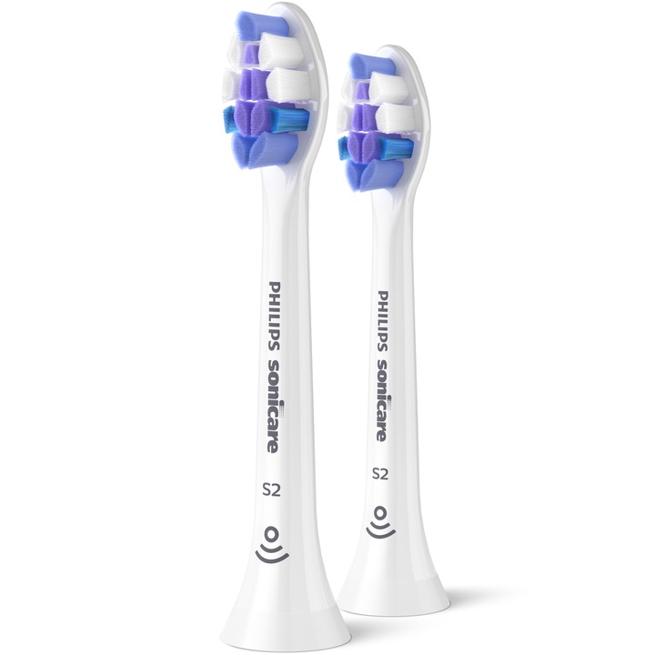 Rezerve Philips Sonicare Sensitive HX6052/10, pachet de 2 capete de periere, Standard, click-on, sincronizarea modurilor BrushSync, Alb