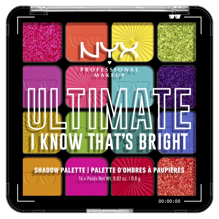 Paleta de farduri NYX PM Ultimate Shadow Palette, 04W I Know That’s Bright, 12.8 g