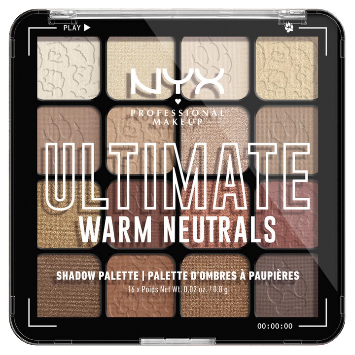 Paleta de farduri NYX PM Ultimate Shadow Palette, 05W Warm Neutrals, 12.8 g