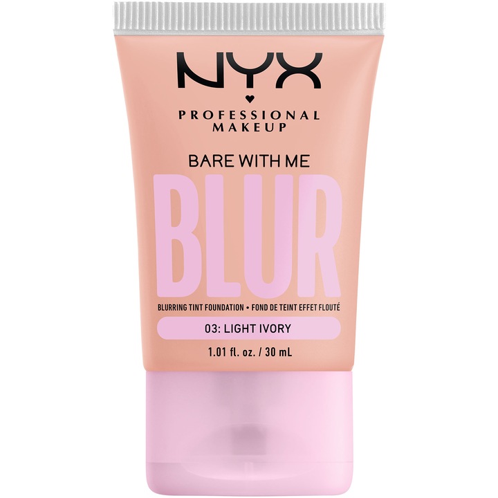 Fond de ten NYX PM Bare With Me Blur Tint, 3 Light Ivory, 30 ml