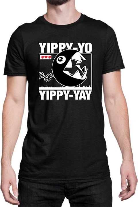 Férfi póló Super Mario Nintendo Tralala Ball Yippy yo Yippy Yay, Fekete