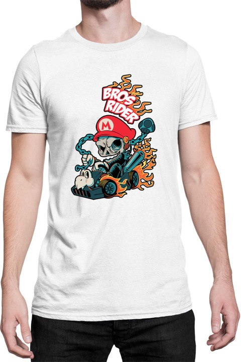 Férfi póló Super Mario Nintendo Tralala Bros Rider Ghost Rider, Fehér