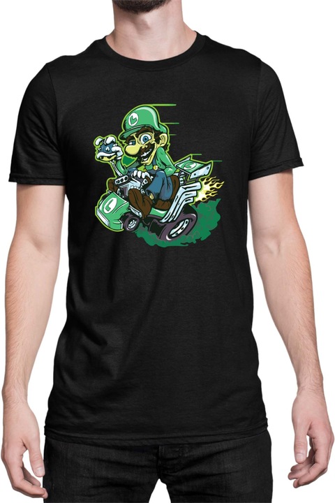 Férfi póló Super Mario Nintendo Tralala Luigi Kart, Fekete