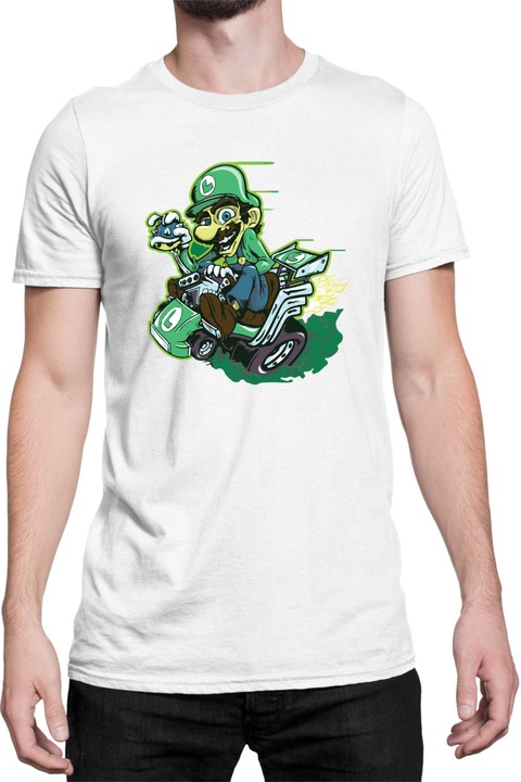 Férfi póló Super Mario Nintendo Tralala Luigi Kart, Fehér