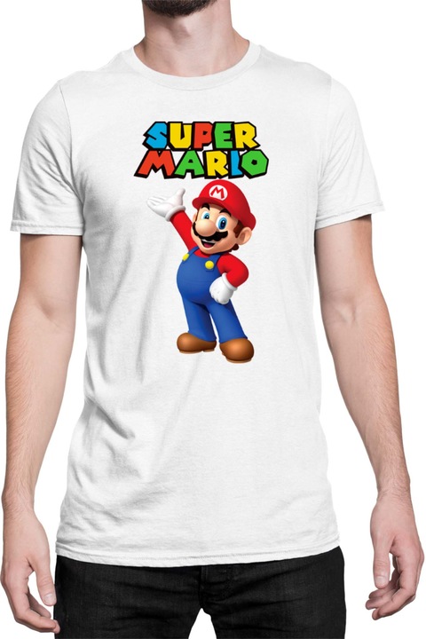 Férfi póló Super Mario Nintendo Tralala Mario 21, Fehér