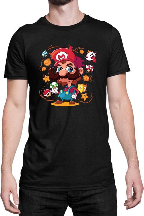 Férfi póló Super Mario Nintendo Tralala Mario 36, Fekete