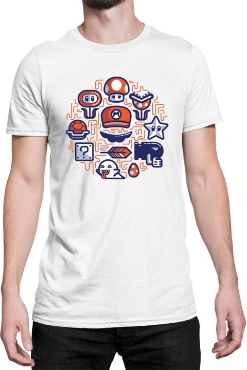 Férfi póló Super Mario Nintendo Tralala Mario 35, Fehér