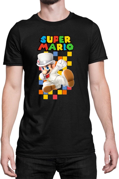 Férfi póló Super Mario Nintendo Tralala Mario 37, Fekete