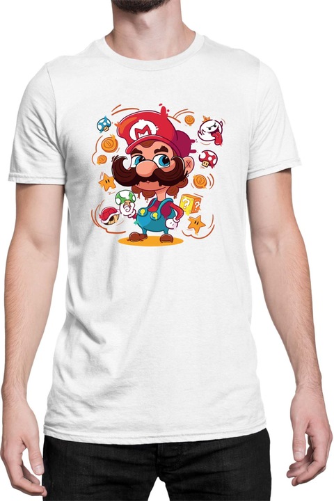 Férfi póló Super Mario Nintendo Tralala Mario 36, Fehér